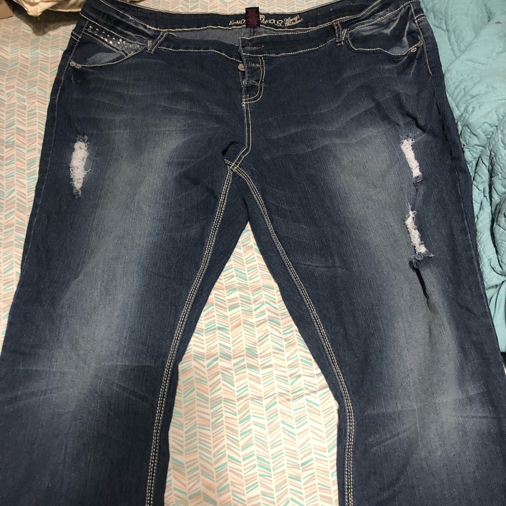Almost Famous Plus size distressed bootcut jeans